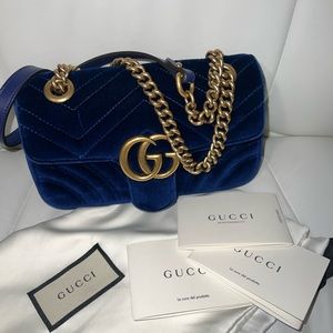 Gucci Blue Velvet Mini GG Marmont 2.0 bag
